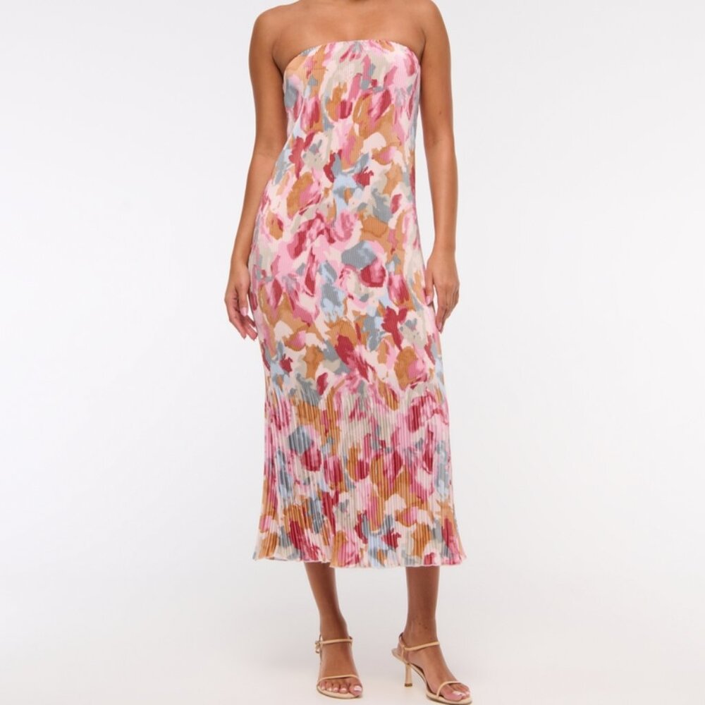 Abercrombie & Fitch Multicolor Strapless Midi Dress